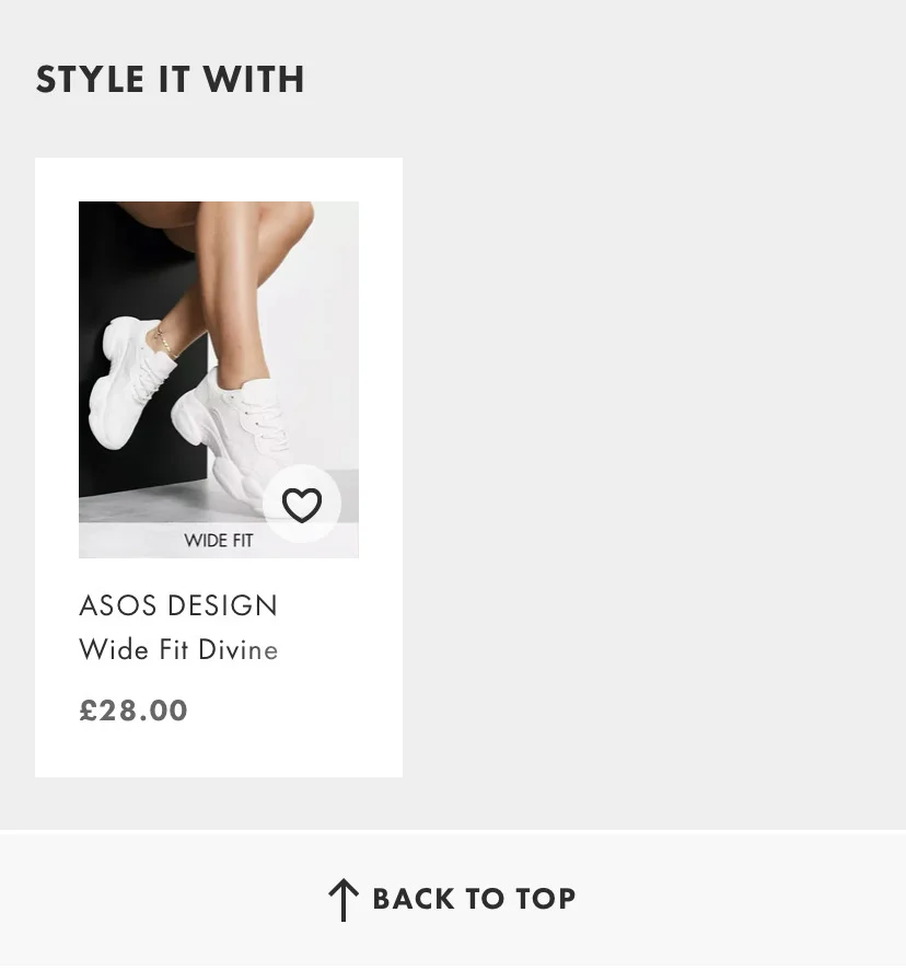 ASOS mobile first UX features limited compatible products as recommendations