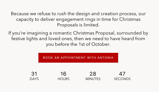 Antonia Guise reduces jewelry cart abandonment by making their free expert consultation limited time