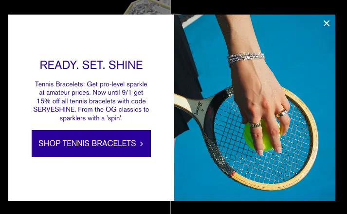 Frank Darling displays targeted discounts on select categories preferred by shoppers to reduce jewelry cart abandonment