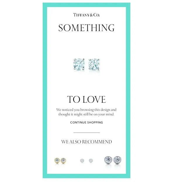 Tiffany & Co. jewelry cart abandonment email example