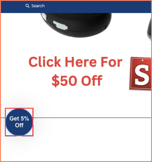 Senior.com sticky discount icon reduces overall distraction