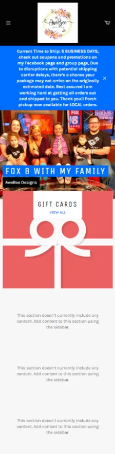 Missing sections on a Shopify Homepage on mobile