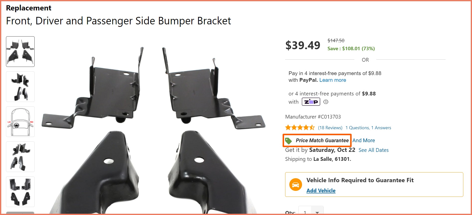 Price-match guarantee visual cue