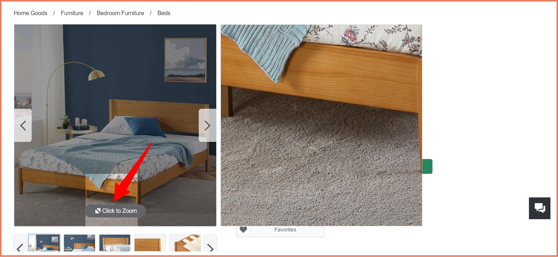 Zoom in as a visual cue for product images