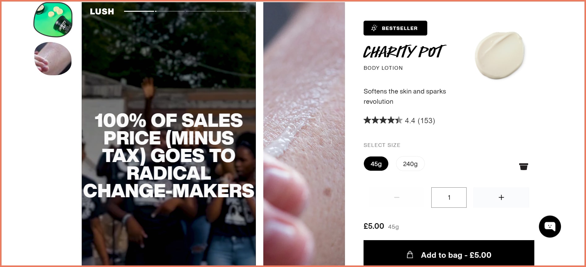 story type visual cue on product page