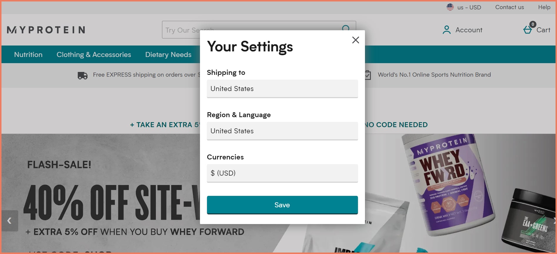 Shipping Settings visual cue