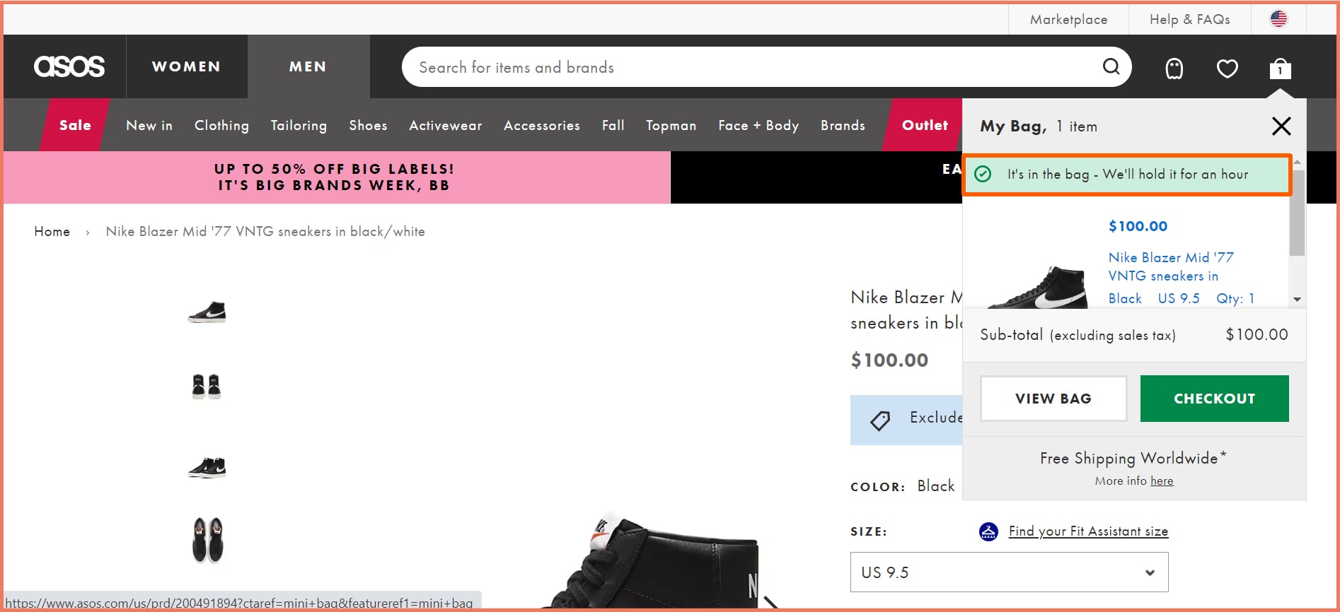Urgency Add to Cart message as visual cue