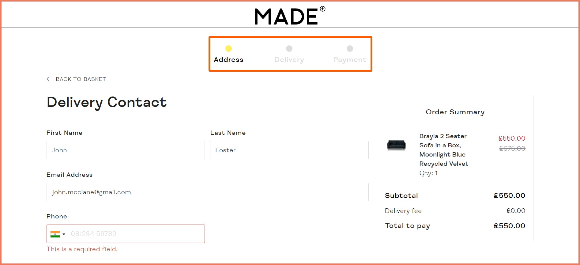 Checkout payment progress bar as a visual cue