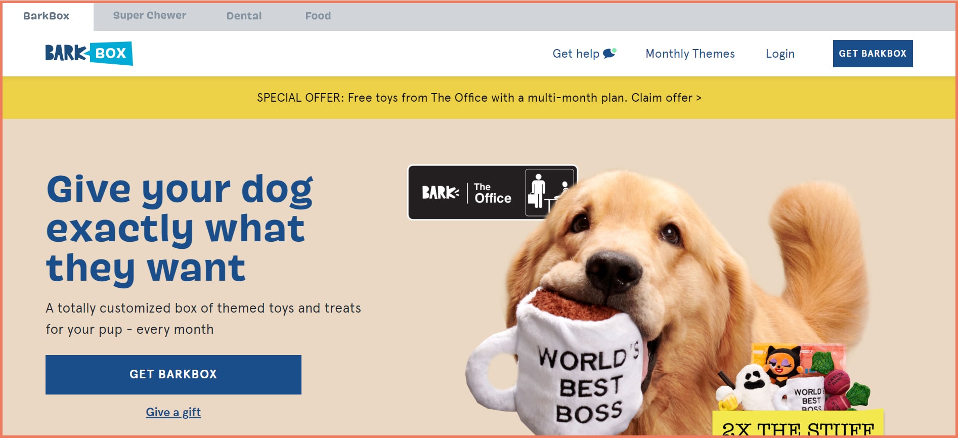 Visual cues on website example