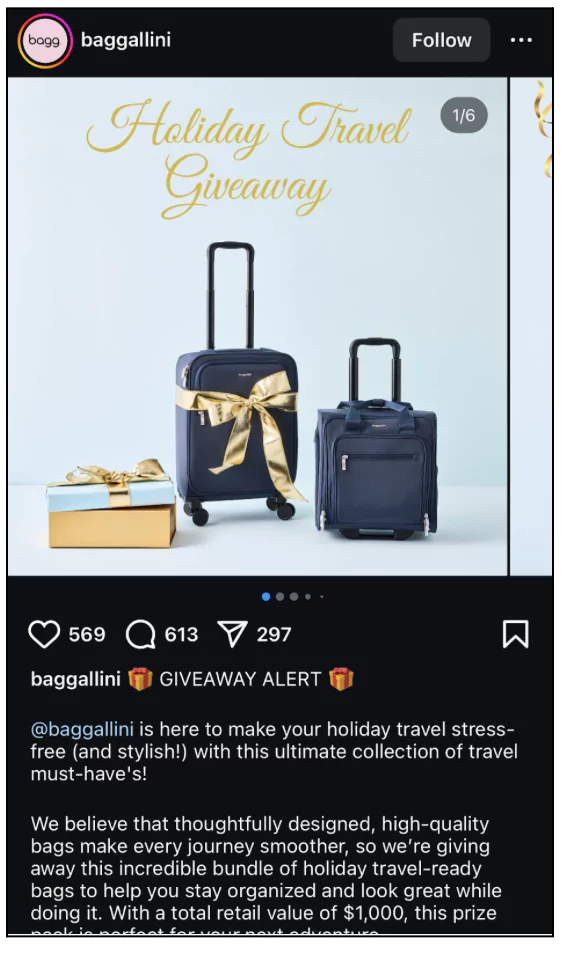 eCommerce giveaways example