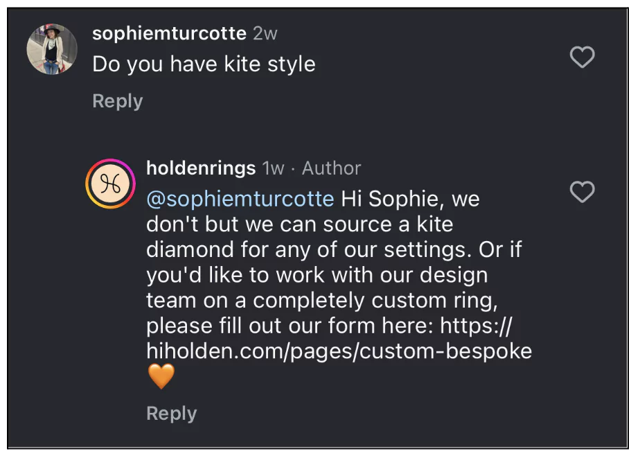 Answering queries on Instagram eCommerce shops
