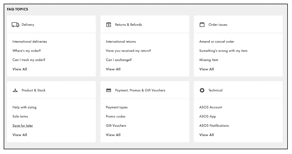 different formats of ecommerce FAQ page - links to questions with organid categories | ecommerce faq questions and answers | ecommerce faqs | faq ecommerce example | faq page ecommerce
