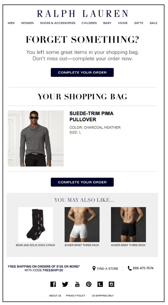 Abandoned cart email fashion ecommerce