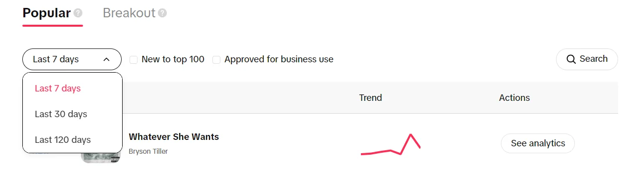 Filters on TikTok trending audios