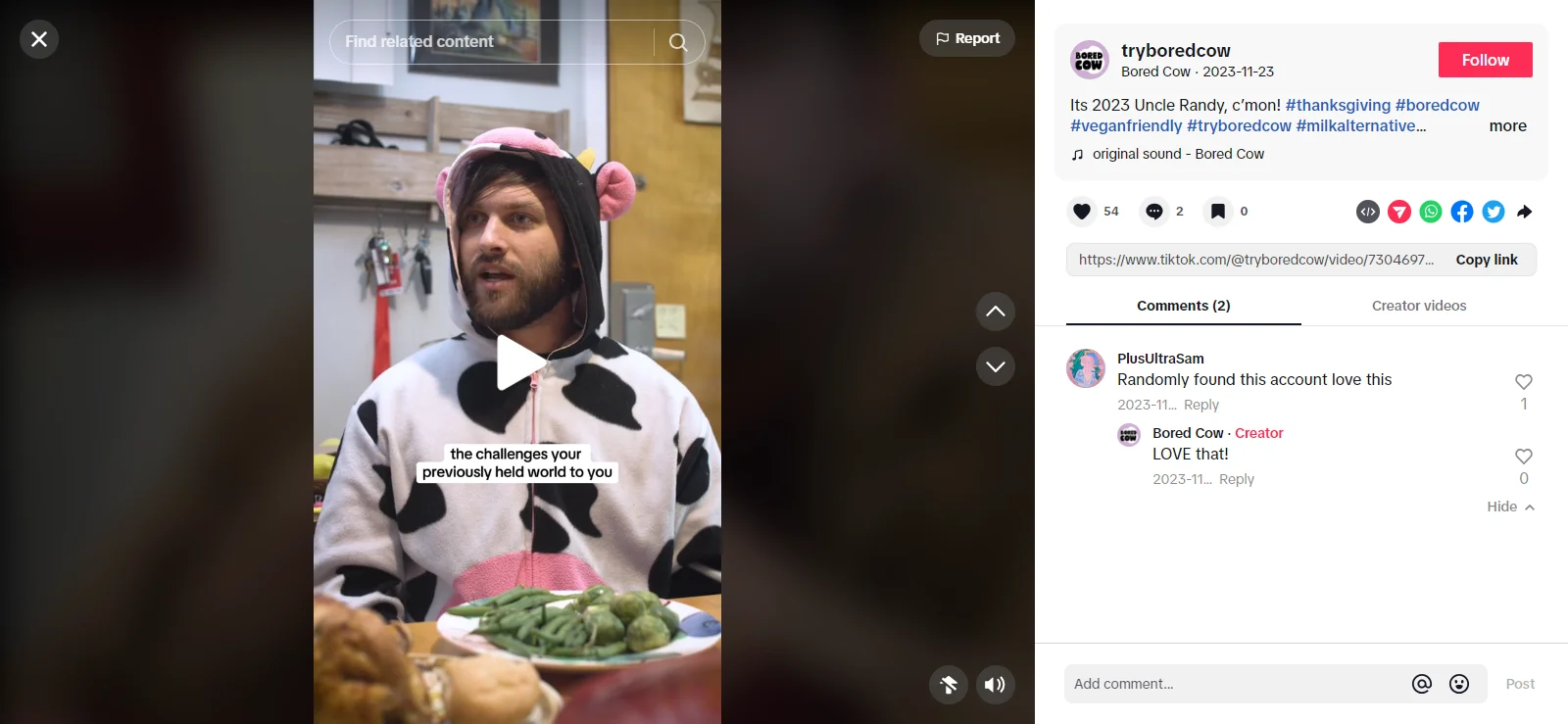 Bored Cow's TikTok storytelling