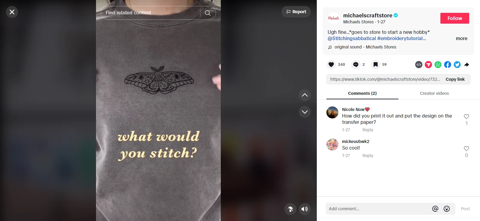 Michael's Craft Store providing inspiration on their TikTok