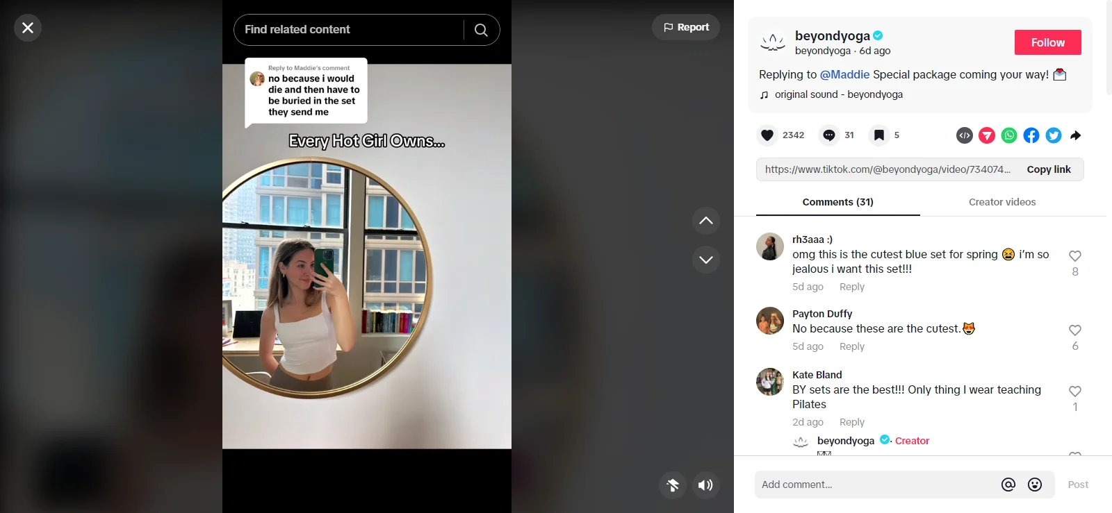 Beyond Yoga doing a giveaway based on entertaining comments