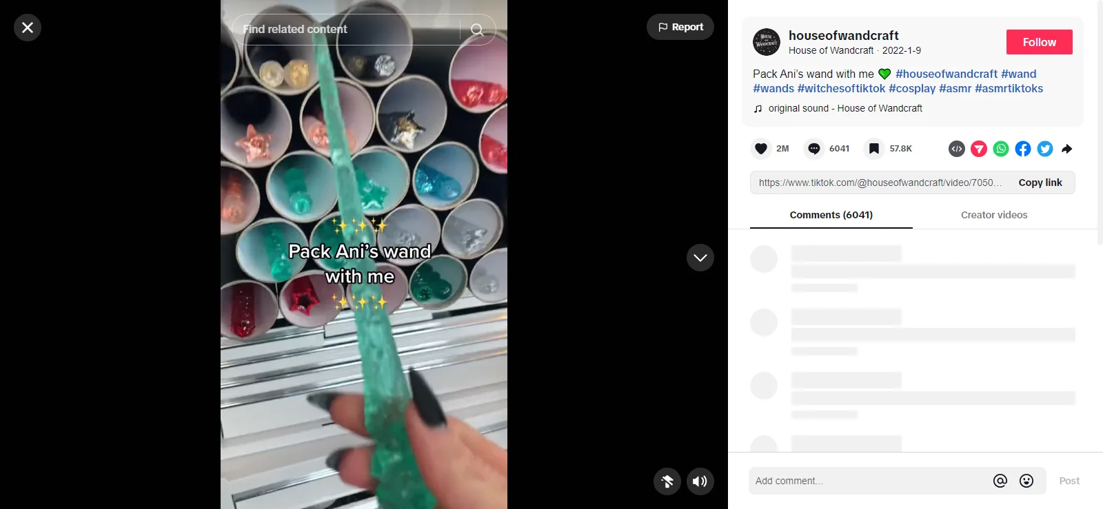 House of Wandcraft's packing video on TikTok
