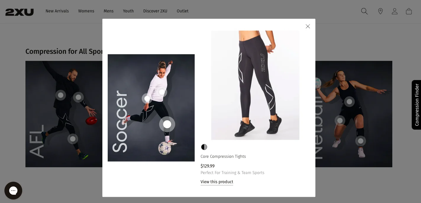 2XU homepage shoppable recommendations to optimize sports eCommerce conversions
