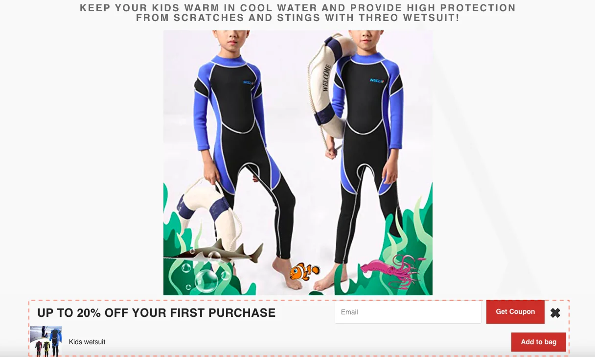 Threo combines sticky menu and discount notification to drive sports eCommmerce conversions