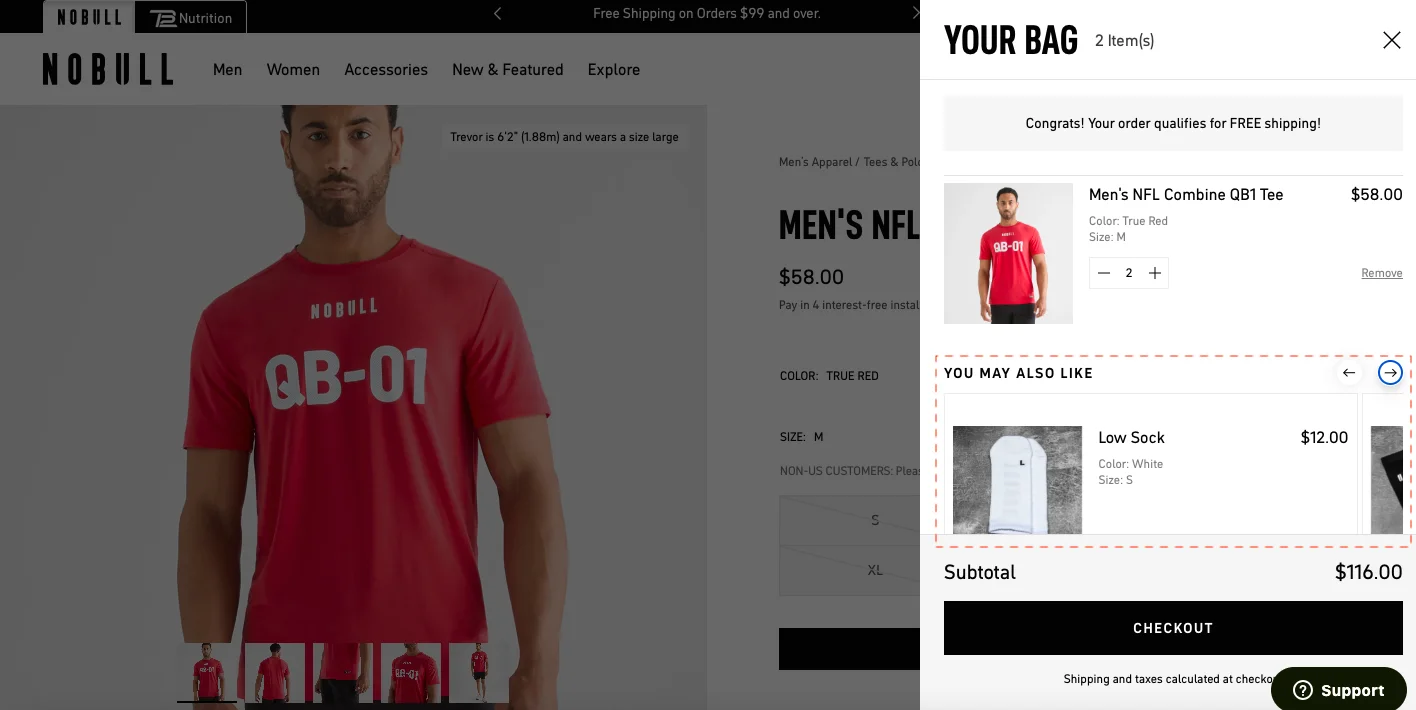 No Bull Project in cart recommendations across price points