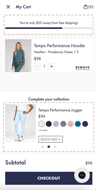 Rhoback makes it easy for customers to get free shipping through well priced recommendations