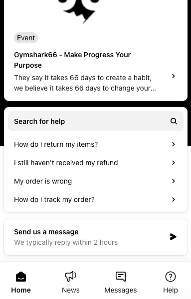 Shopify brand Gymshark mentions how much time their custom support wait time will be