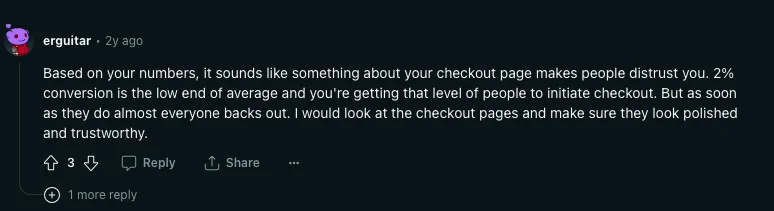 untrustworthy checkout is a reason behind low Shopify conversion rates
