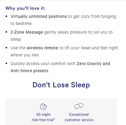 Casper PDP eCommerce catchy product info example