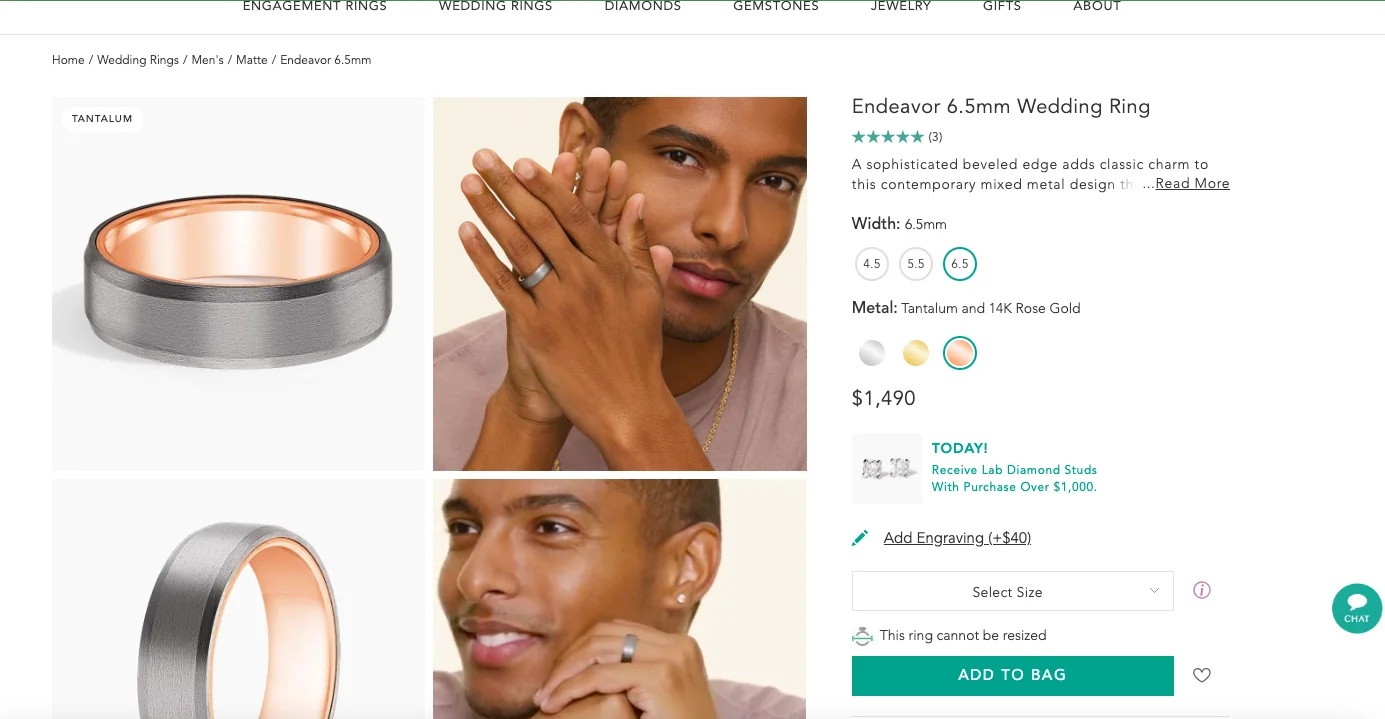 Brilliant Earth product detail page best practices