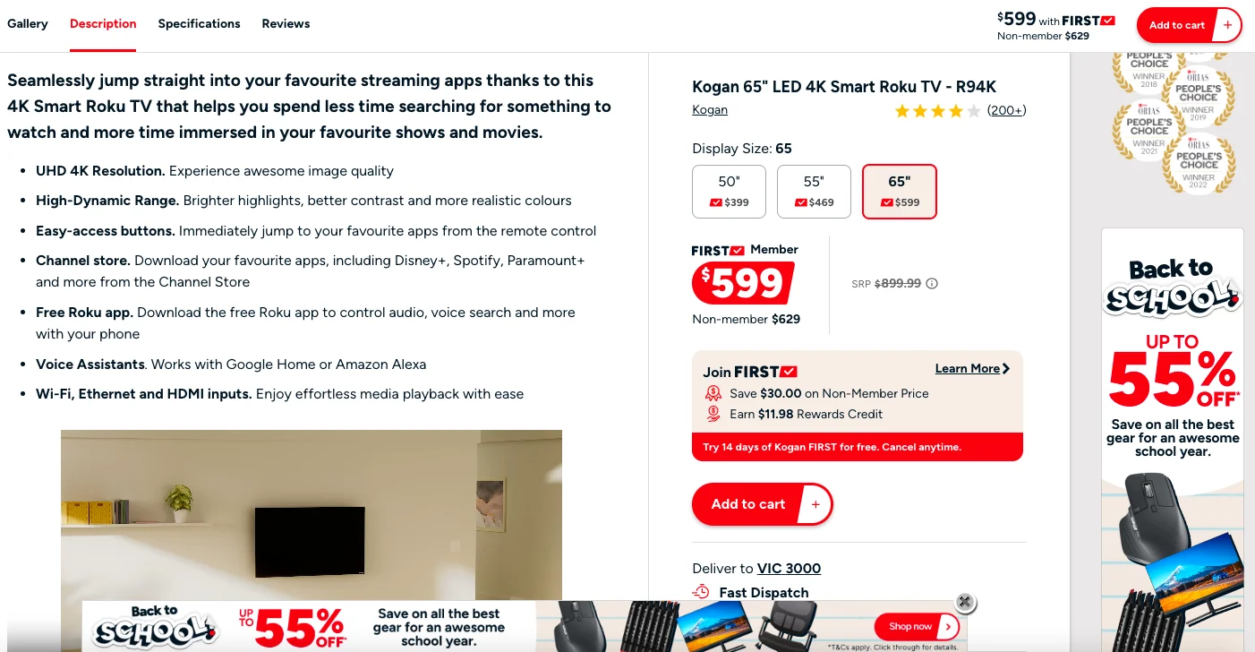 Kogan product detail page confusing UX example
