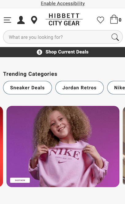 shopify mobile template: Search bar prominent plus microcopy