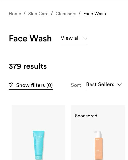 shopify mobile website: Visual cues for breadcrumbs