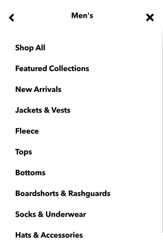 Vertical Navigation on shopify mobile view