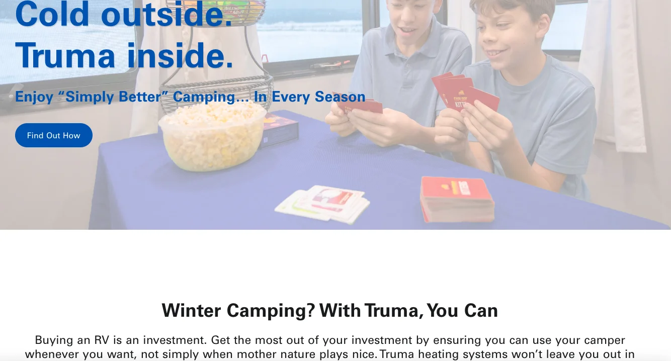 Truma paid traffic ad landing page copy features UVP clearly