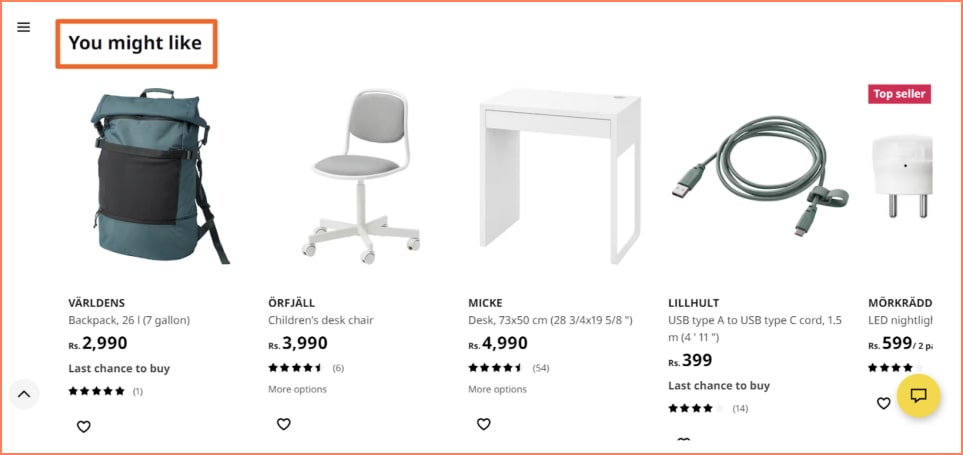 ikea product recommendation example that uses collaborative filtering