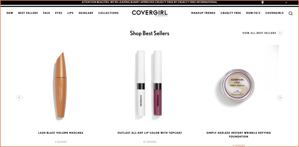 covergirl eCommerce product recommendation example