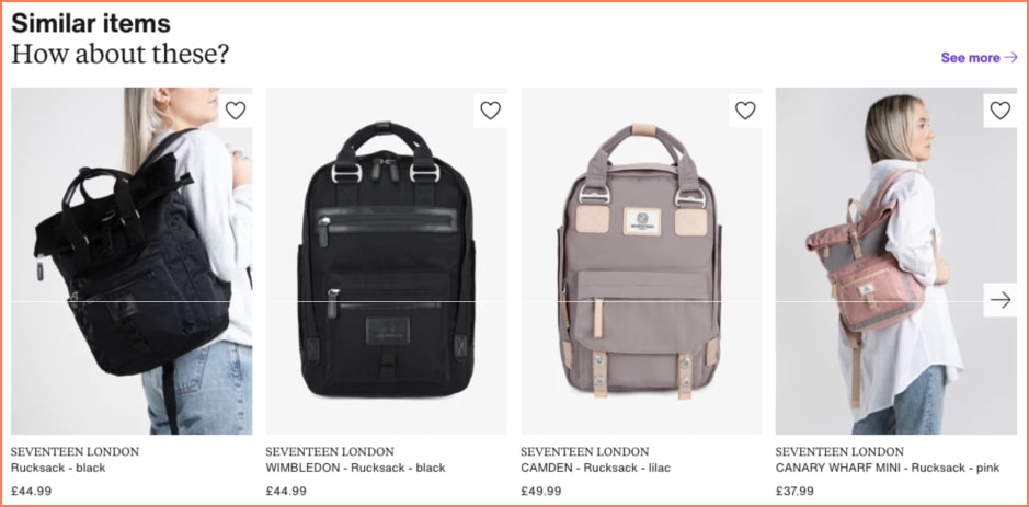 zalando feaures similar items as recommended products