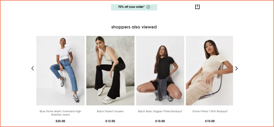 missguided product recommendation example