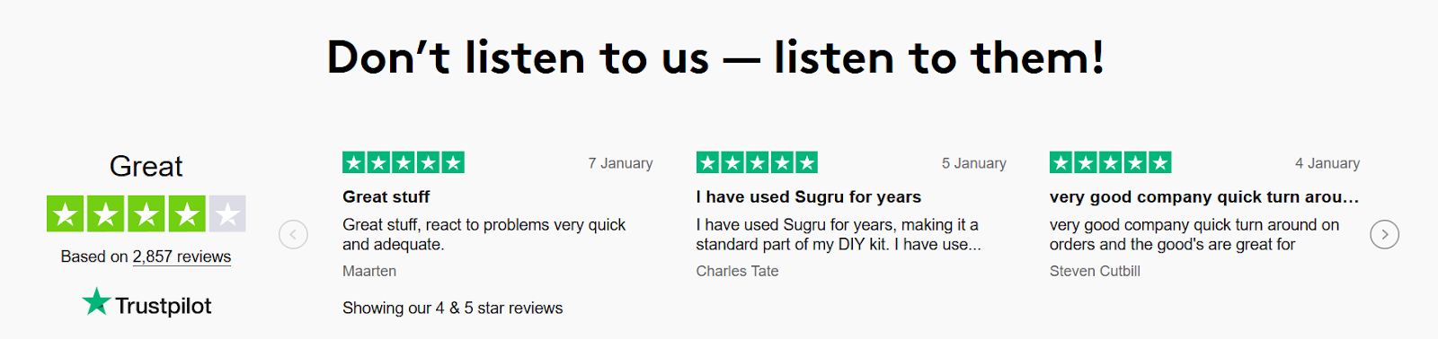 Example of social proof on homepage