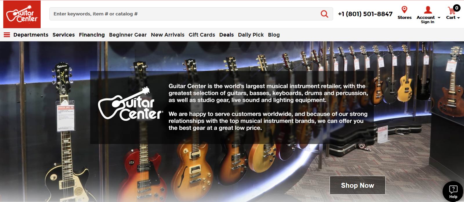 contact information on homepage