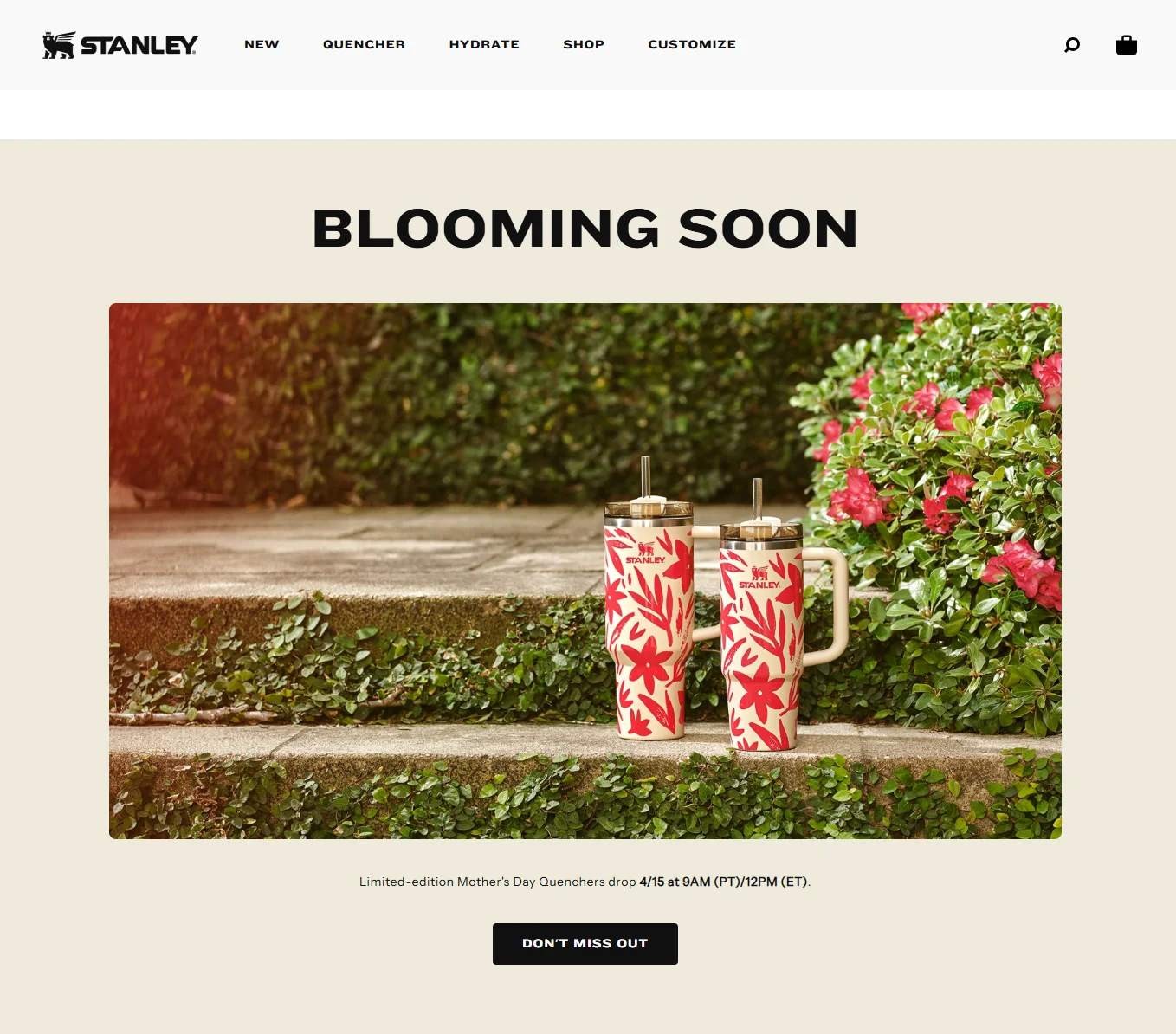 Stanley's pre-order landing page to improve list growth rate