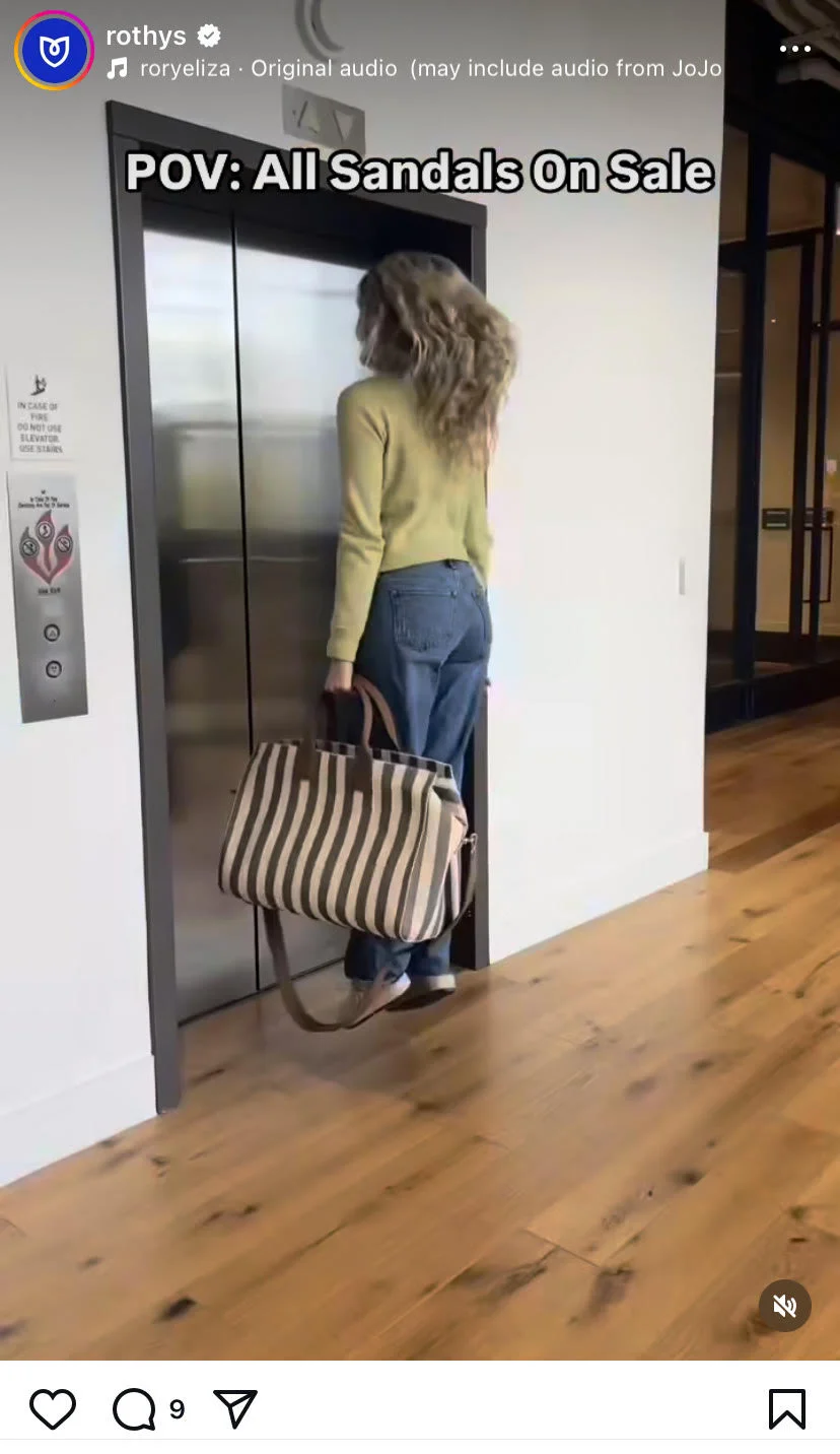 UGC like video content used by Rothy's to attract customers to the clothing brand