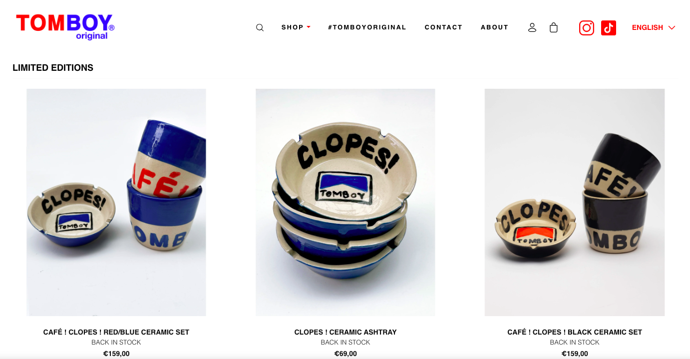 Tomboy features limited edition products as part of its clothing business marketing techniques