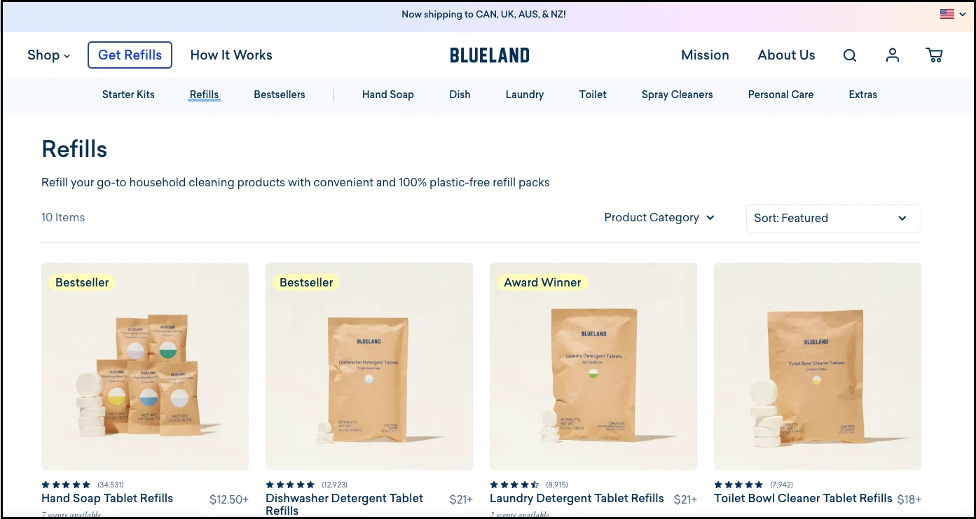 Push refills to get more orders like Blueland does