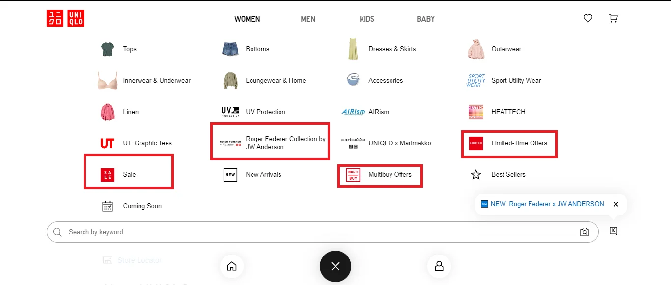 Using site search to announce collection launches and sell slow moving products