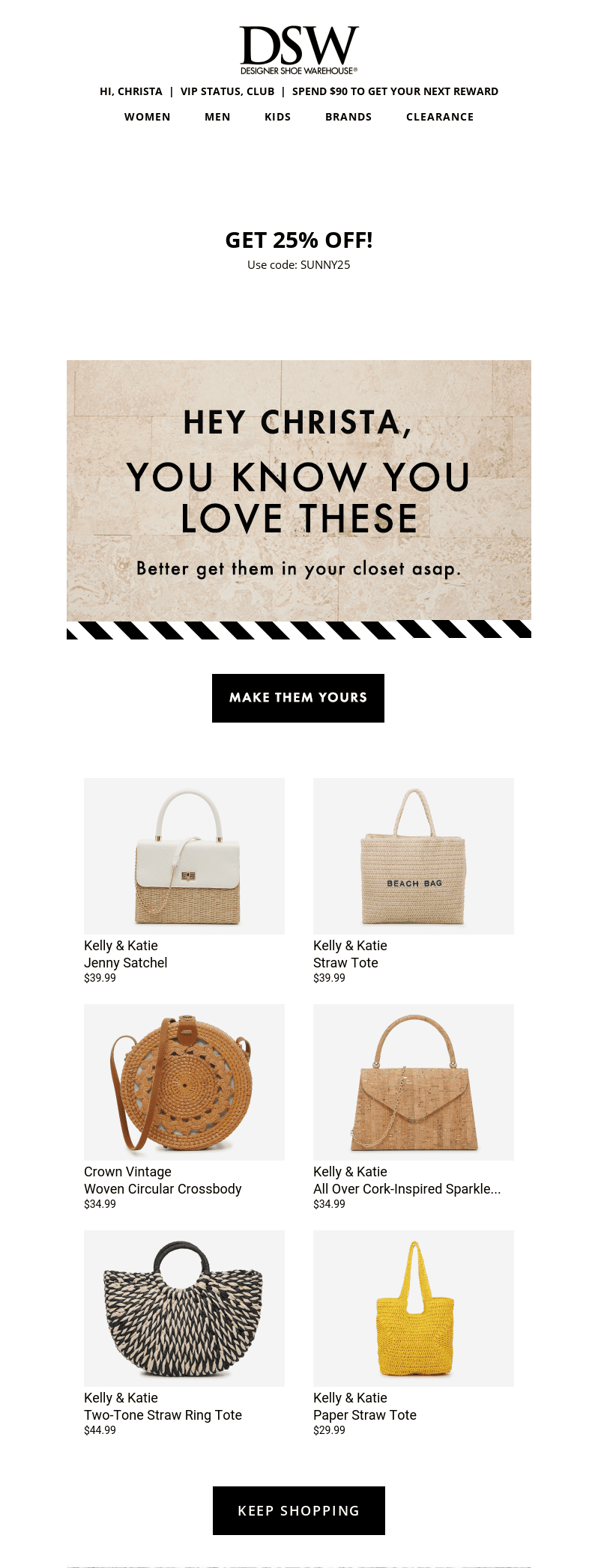 eCommerce remarketing email example: Reduce category abandonment