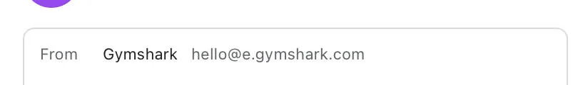 gymshark's emails come from an authentic address