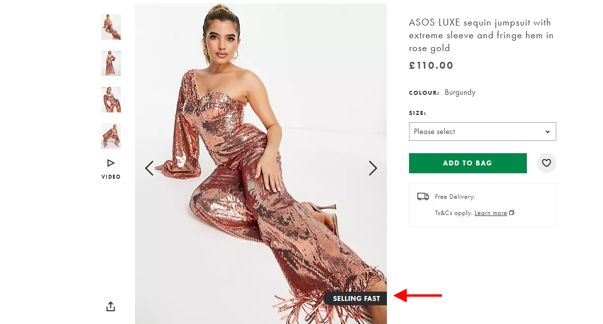 ASOS In-Picture Nudge - nudge marketing examples | When adding an in-picture creative nudge, ensure you