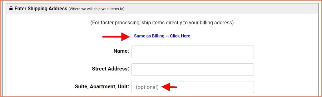 Partsgeek easy checkout form for billing